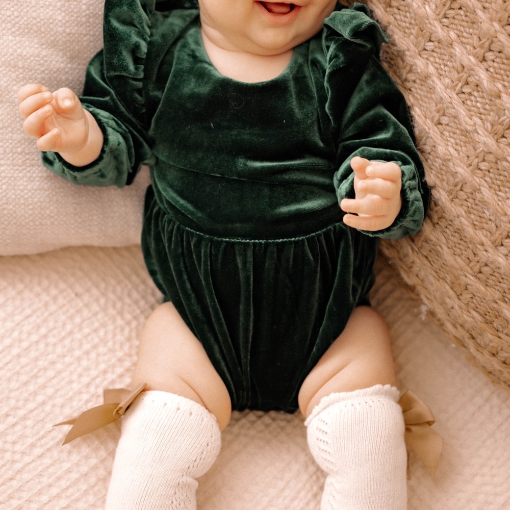 Ivy City Co Emerald Green Velvet Romper